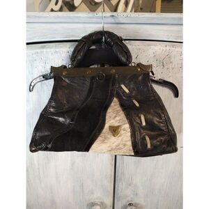 Crown  animal & faux leather bag Black Vintage Retro Y2k
